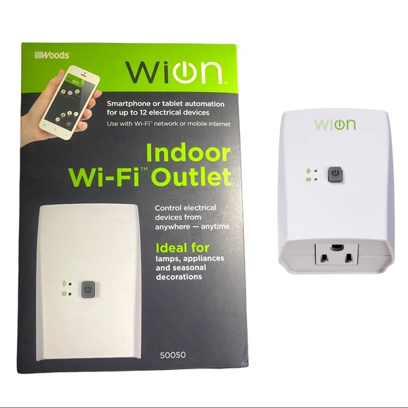 NEW WiOn 50050 Indoor WiFi Plug Smarthome Grounded Outlet Remote Device Control - Picture 1 of 12